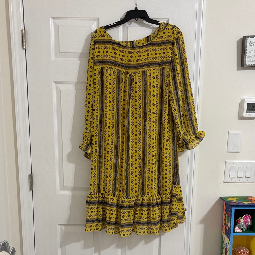 Yellow Patterned Women's Boho Dress